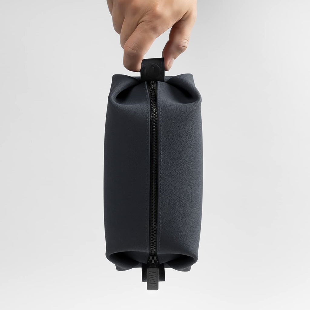 TOOLETRIES The Koby Lite Dopp Kit - Silicone Toiletry Organizer, Bathroom Travel Bag - Heavy - Duty Zipper, Leak Resistance, Easy to Clean - 9" x 4" x 4" - Charcoal