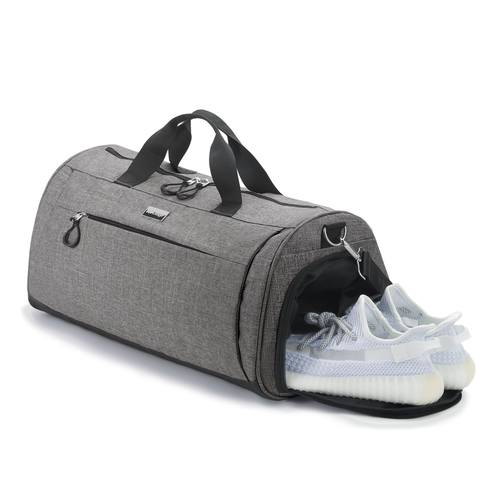 TOPDesign Gym Bag for Women & Men, Unisex Duffel Bag with Shoe Compartment & Wet Pocket for Travel Sports Gym (M Textured Grey)