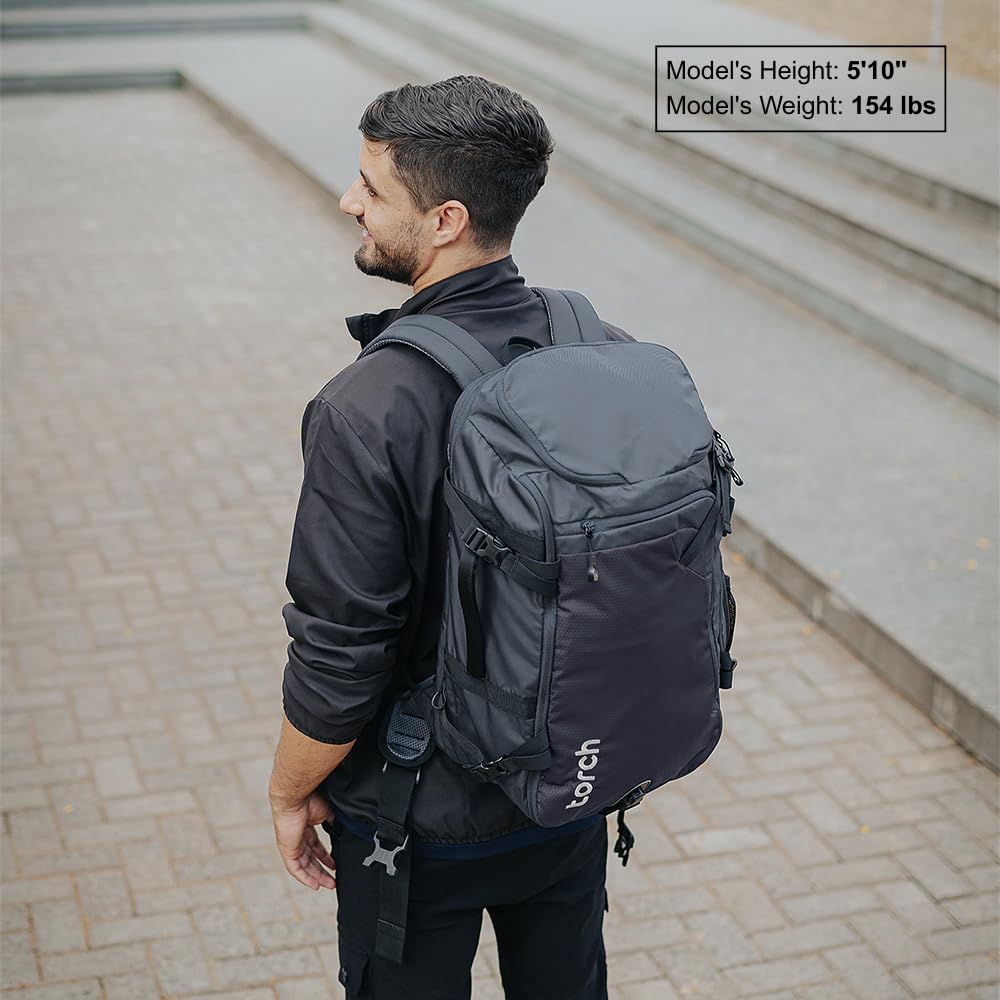 torch 40L Travel Backpack for Men - Large Carry On Backpack Airline Approved with Rain Cover for Camping, Hiking, Outdoor - Takahagi (Iron Grey)