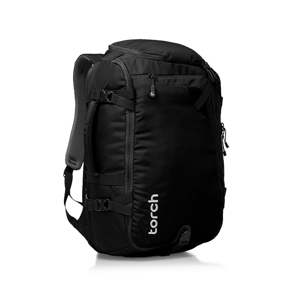 torch Travel Backpack 40L – TSA Friendly Flight Approved, Carry-On Waterproof Hiking Daypack with Rain Cover – Lightweight Rucksack for Camping, Trekking, Outdoor Adventures – Takahagi(Black)