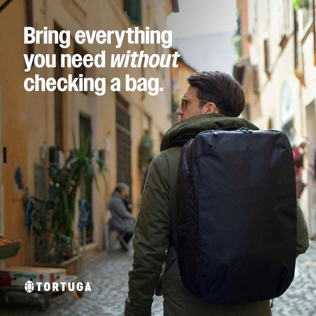 Tortuga 40L Travel Backpack Pro, Black - Large Carry - On Travel Backpack for Men and Women - Durable, Comfortable, Easy to Pack, Airline - Approved Bag with Laptop Compartment