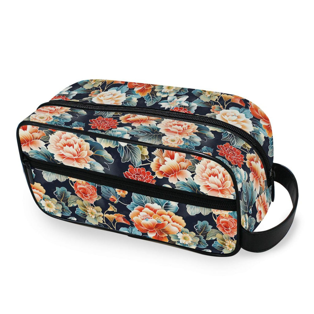 tplaotee Japanese Water Lily Bloom Portable Makeup Bag with hanging hook Portable Cosmetic Travel Bags For Women Travel-Size Accessories