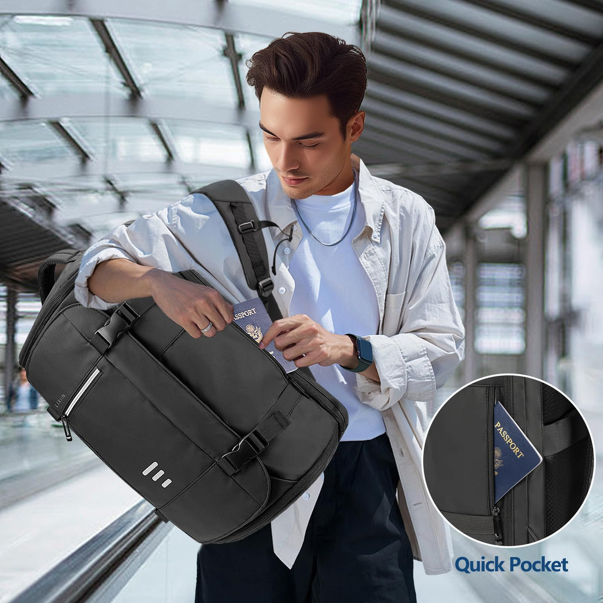 Travel Backpack for Men Women Large Lightweight Carry - on Laptop Backpack 30L Flight Approved Business Rucksack Water - Resistant Backpack Fits 17.3 inch Laptop for College Work Travel with a Small Bag