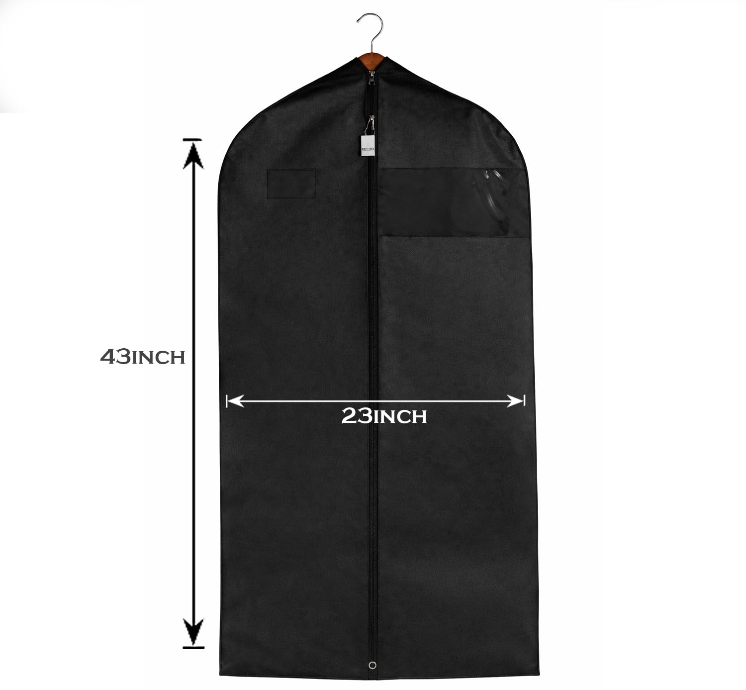 Travel Garment Bag Lightweight Water - Resistant Material Black Zipped Travel Suit Garment Bag For Carrying And Storing Outfits 43x23 Inch