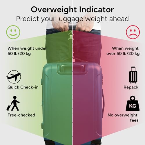 travel inspira Luggage Scale, Digital Luggage Scales, Baggage Scale with Overweight Alert LCD Display 110LB / 50KG (Stainless Steel, Black) Battery Included