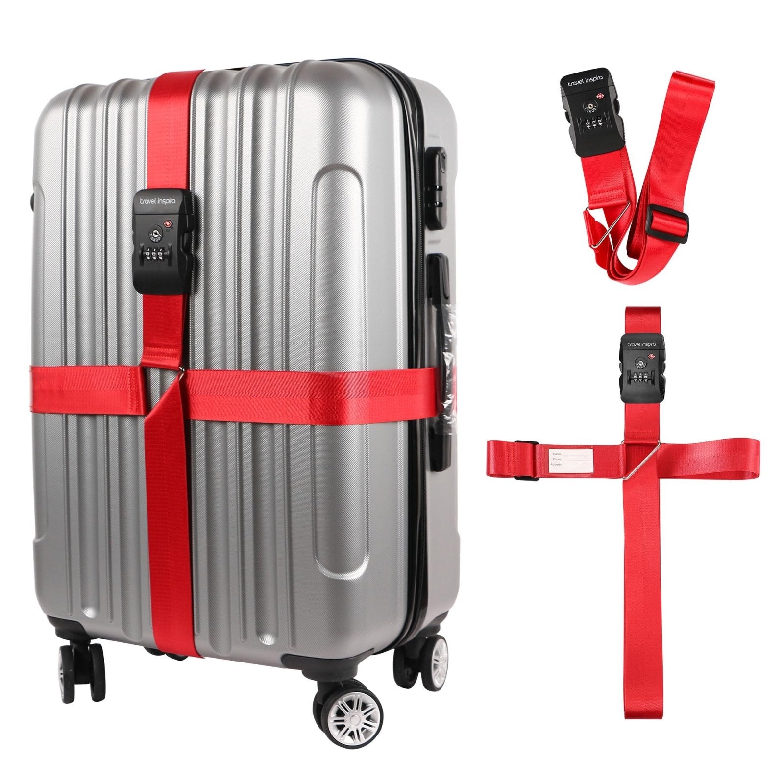 Travel Inspira Luggage Straps for Suitcases with TSA Lock, Protect Your Luggage Anti-Burst, High Visibility Color, Easy to Identify Luggage Adjustable Heavy Duty Belt for 20-32 Inch Suitcases
