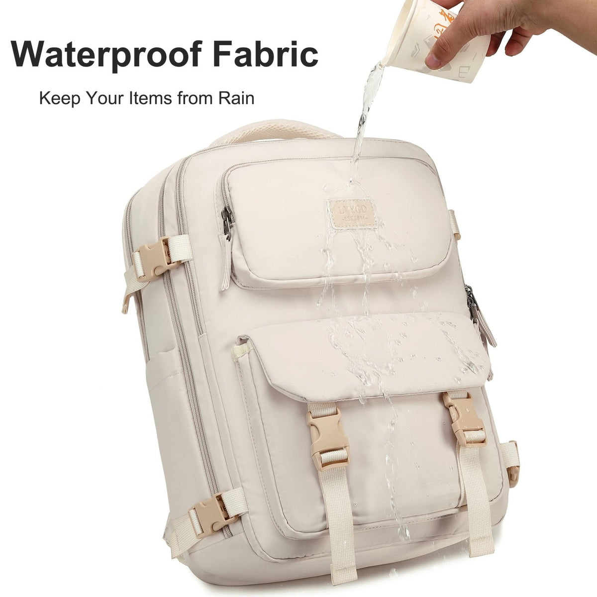 Travel Laptop Backpack, Business Work Backpacks Large College Bookbag for Women Men Water Resistant Daypack Airline Approved Gym Bag Fits 17 Inch Notebook & Laptops - Beige