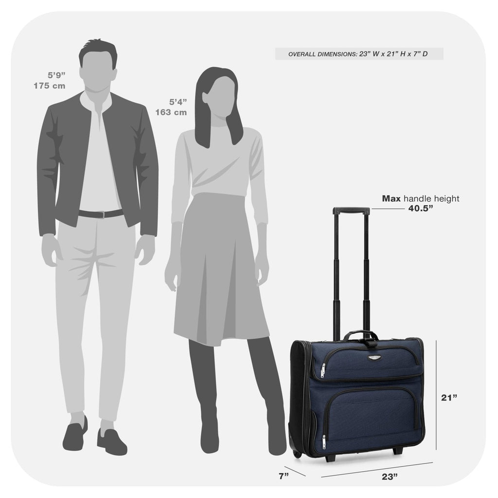 Travel Select Amsterdam Business Rolling Garment Bag, Softside Expandable Rolling 2 - Wheeled Suit Carrier, Navy, One Size