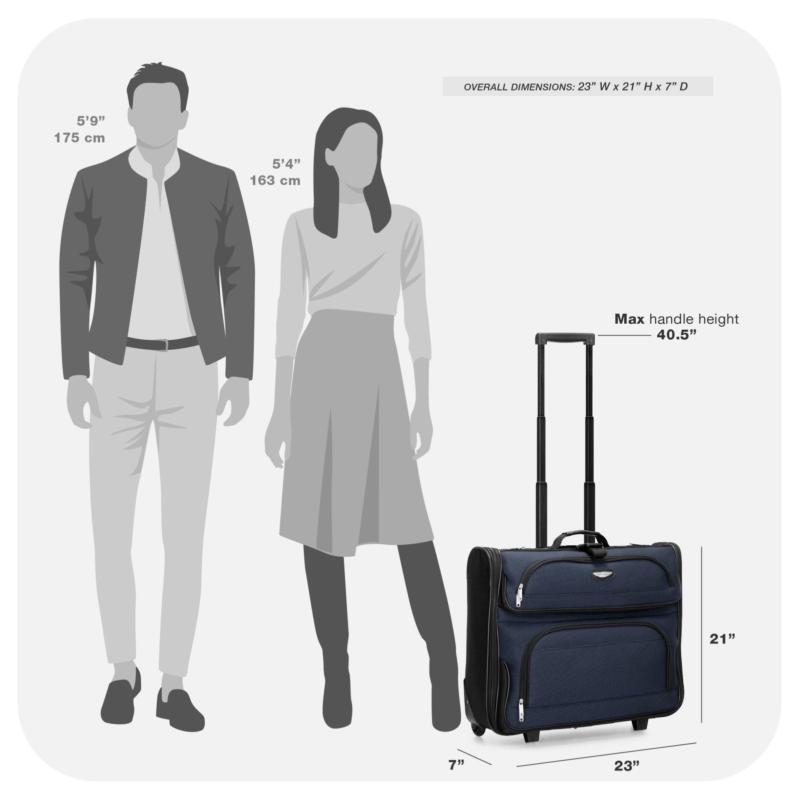 Travel Select Amsterdam Business Rolling Garment Bag, Softside Expandable Rolling 2 - Wheeled Suit Carrier, Navy, One Size