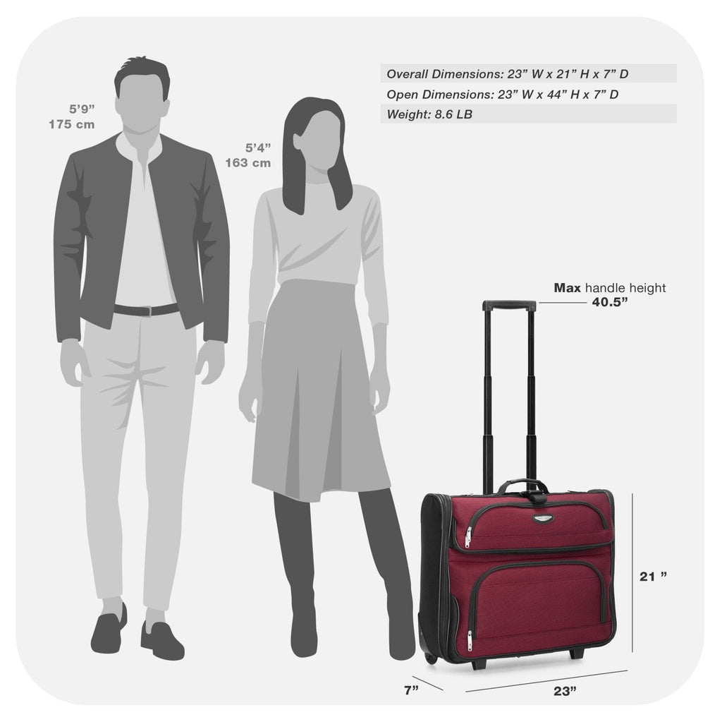 Travel Select Amsterdam Business Rolling Garment Bag, Softside Expandable Rolling 2 - Wheeled Suit Carrier, Red, One Size