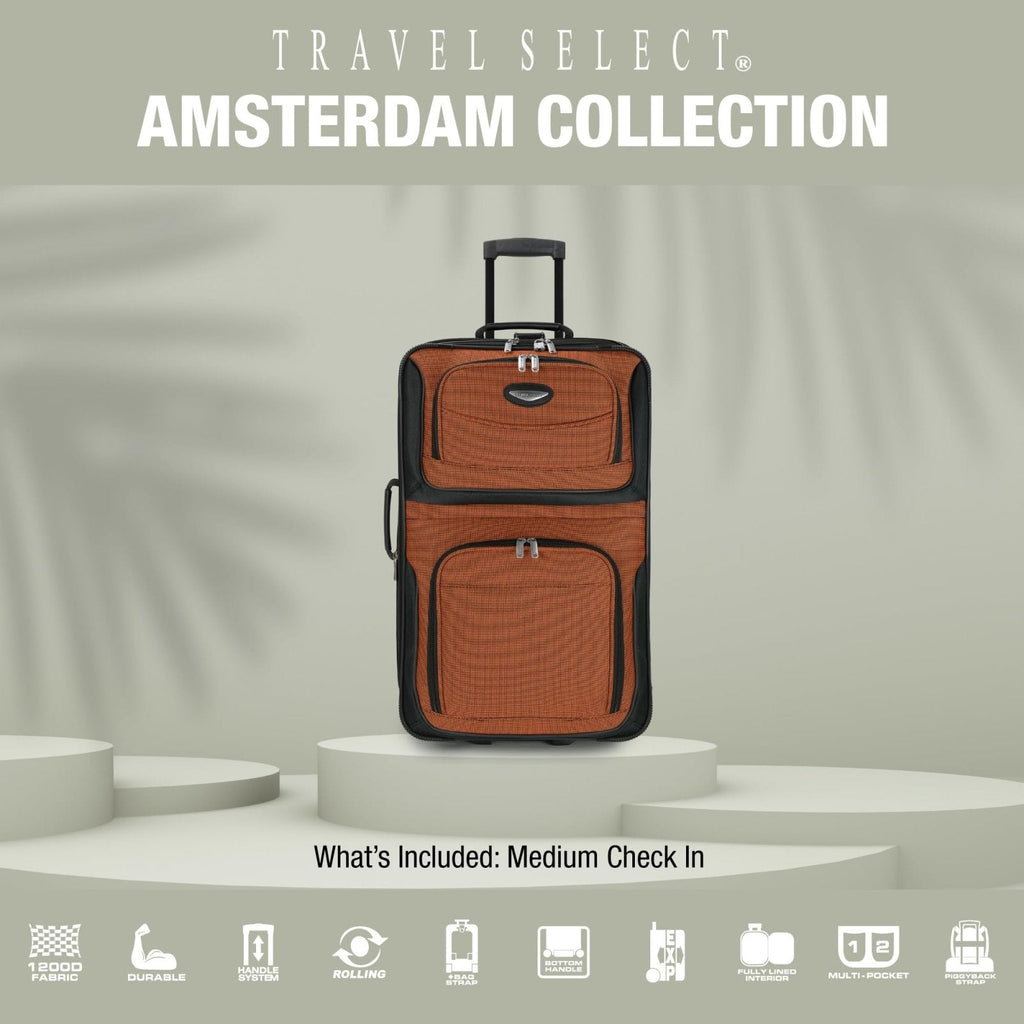 Travel Select Amsterdam Softside Expandable Luggage with Rolling Wheels, Gray, 25 - Inch Medium