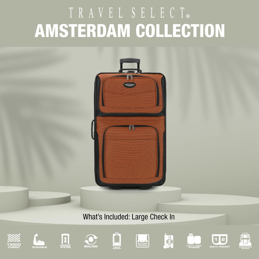 Travel Select Amsterdam Softside Expandable Luggage with Rolling Wheels, Navy, 29 - Inch Large