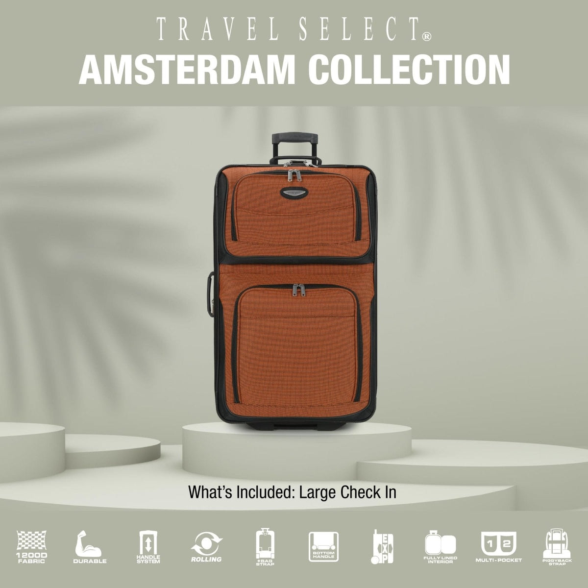 Travel Select Amsterdam Softside Expandable Luggage with Rolling Wheels, Navy, 29 - Inch Large