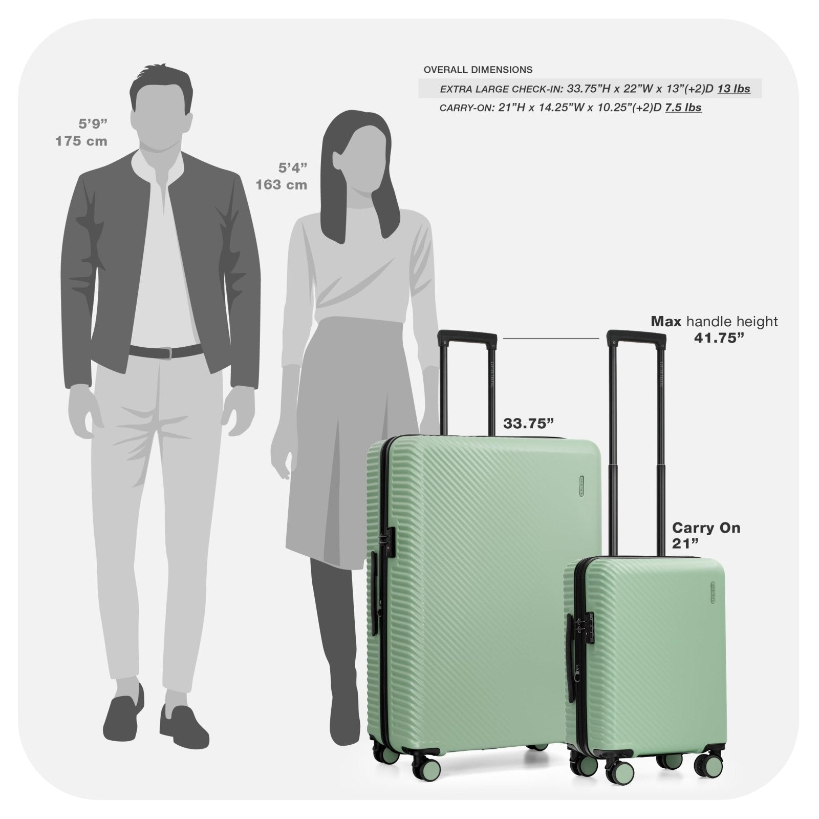 Travel Select Bridgetown Hardside Expandable Luggage w/TSA Lock, Light Green, 21 - Inch Carry - on