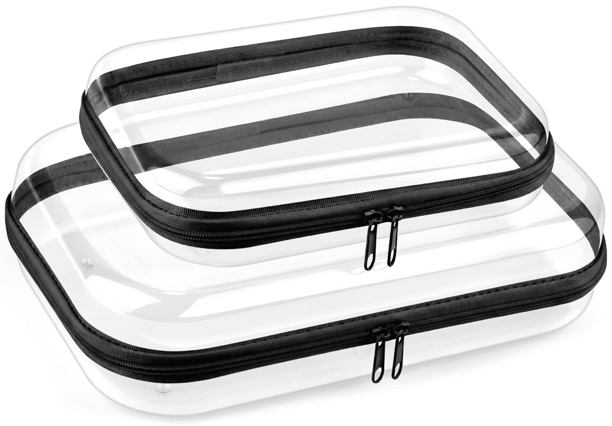 Travel Toiletry Bag for Men,Clear Hard Shell Zipper Case,2pcs Large Capacity Portable Toiletry Organizer Dopp Kit Water-Resistant Shaving Bag For Toiletries Accessories,Makeup Cosmetic Bag For Women