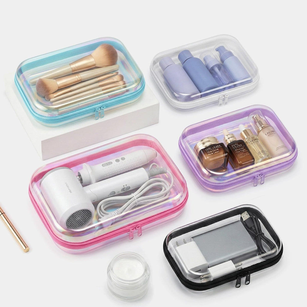 Travel Toiletry Bag for Men,Clear Hard Shell Zipper Case,2pcs Large Capacity Portable Toiletry Organizer Dopp Kit Water - Resistant Shaving Bag For Toiletries Accessories,Makeup Cosmetic Bag For Women