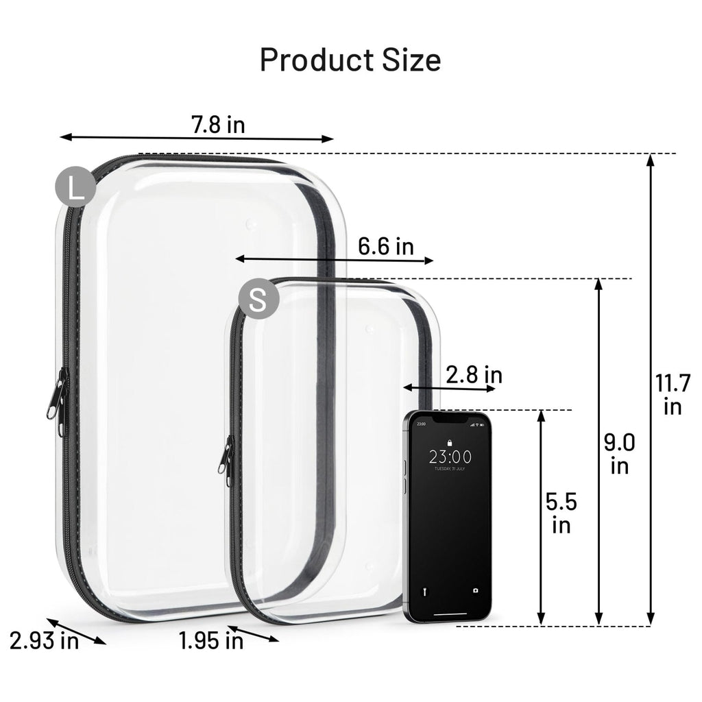 Travel Toiletry Bag for Men,Clear Hard Shell Zipper Case,2pcs Large Capacity Portable Toiletry Organizer Dopp Kit Water - Resistant Shaving Bag For Toiletries Accessories,Makeup Cosmetic Bag For Women