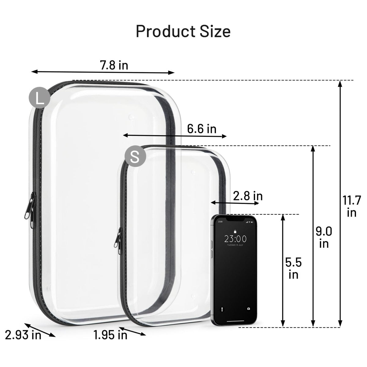 Travel Toiletry Bag for Men,Clear Hard Shell Zipper Case,2pcs Large Capacity Portable Toiletry Organizer Dopp Kit Water - Resistant Shaving Bag For Toiletries Accessories,Makeup Cosmetic Bag For Women