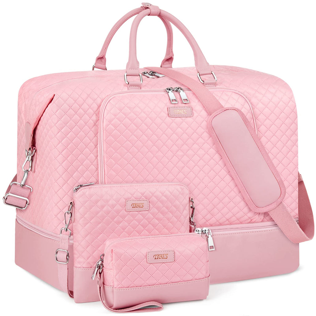 Travel Weekender Bag for Women, 21" Overnight Bag with Shoe Compartment 50L Large Travel Duffel Bag Carry On Tote for Weekend, Overnight, Business Trips, Water Resistant