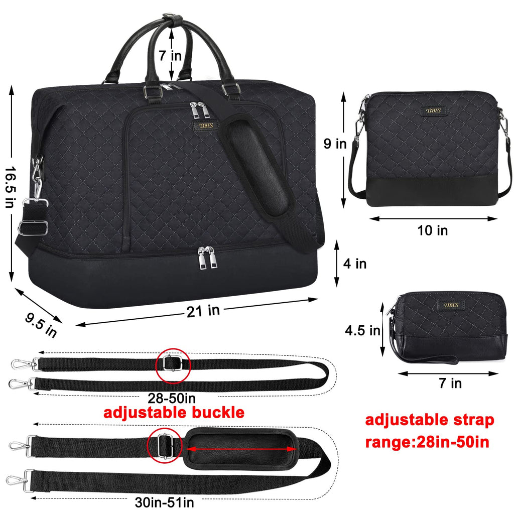 Travel Weekender Bag for Women, 21" Overnight Bag with Shoe Compartment 50L Large Travel Duffel Bag Carry On Tote for Weekend, Overnight, Business Trips, Water Resistant