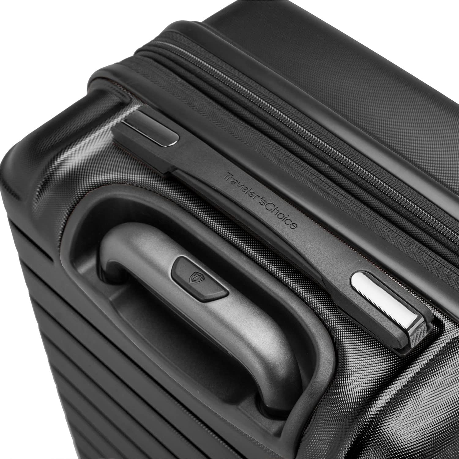 Traveler's Choice Archer Polycarbonate Hardside Spinner Luggage Set, Tie Down Straps, Black, Carry - On 21 - Inch