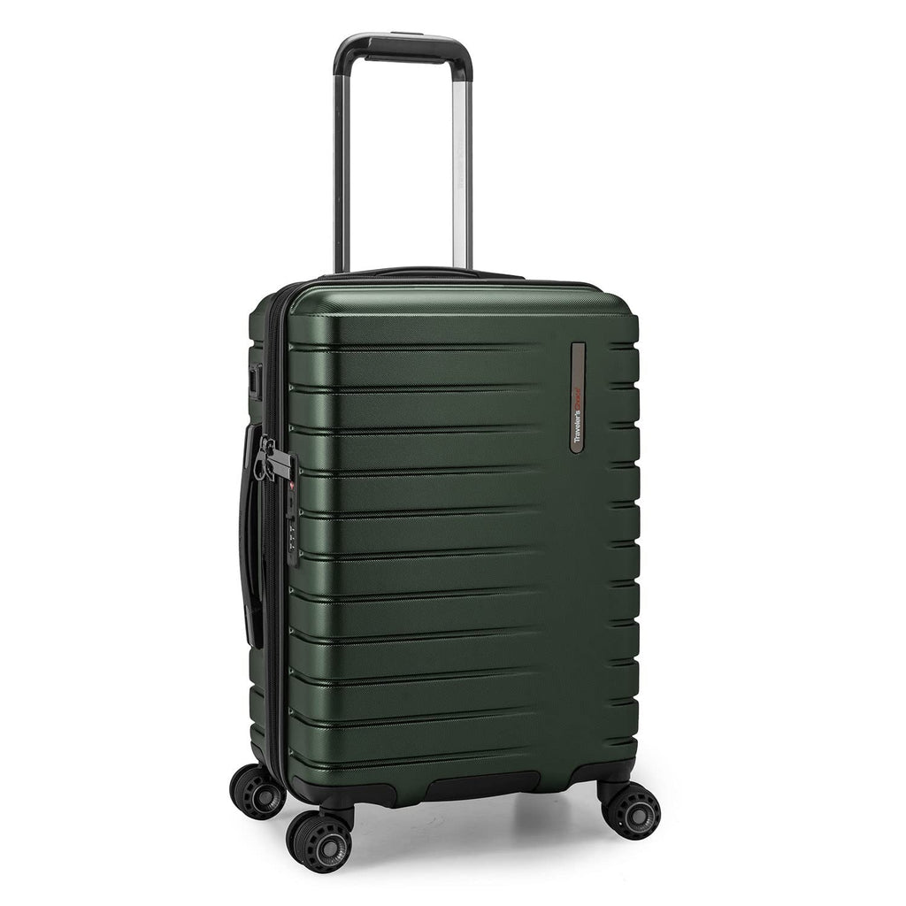 Traveler's Choice Archer Polycarbonate Hardside Spinner Luggage Set, Tie Down Straps, Green, Carry-On 21-Inch