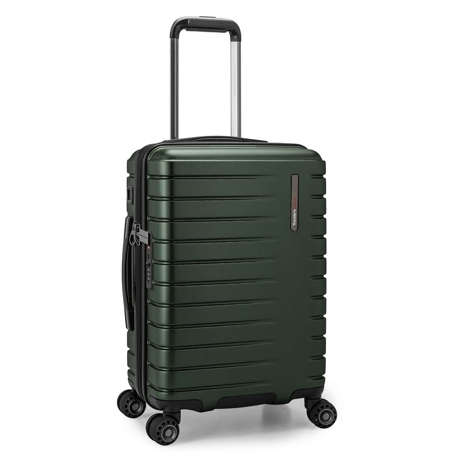 Traveler's Choice Archer Polycarbonate Hardside Spinner Luggage Set, Tie Down Straps, Green, Carry-On 21-Inch