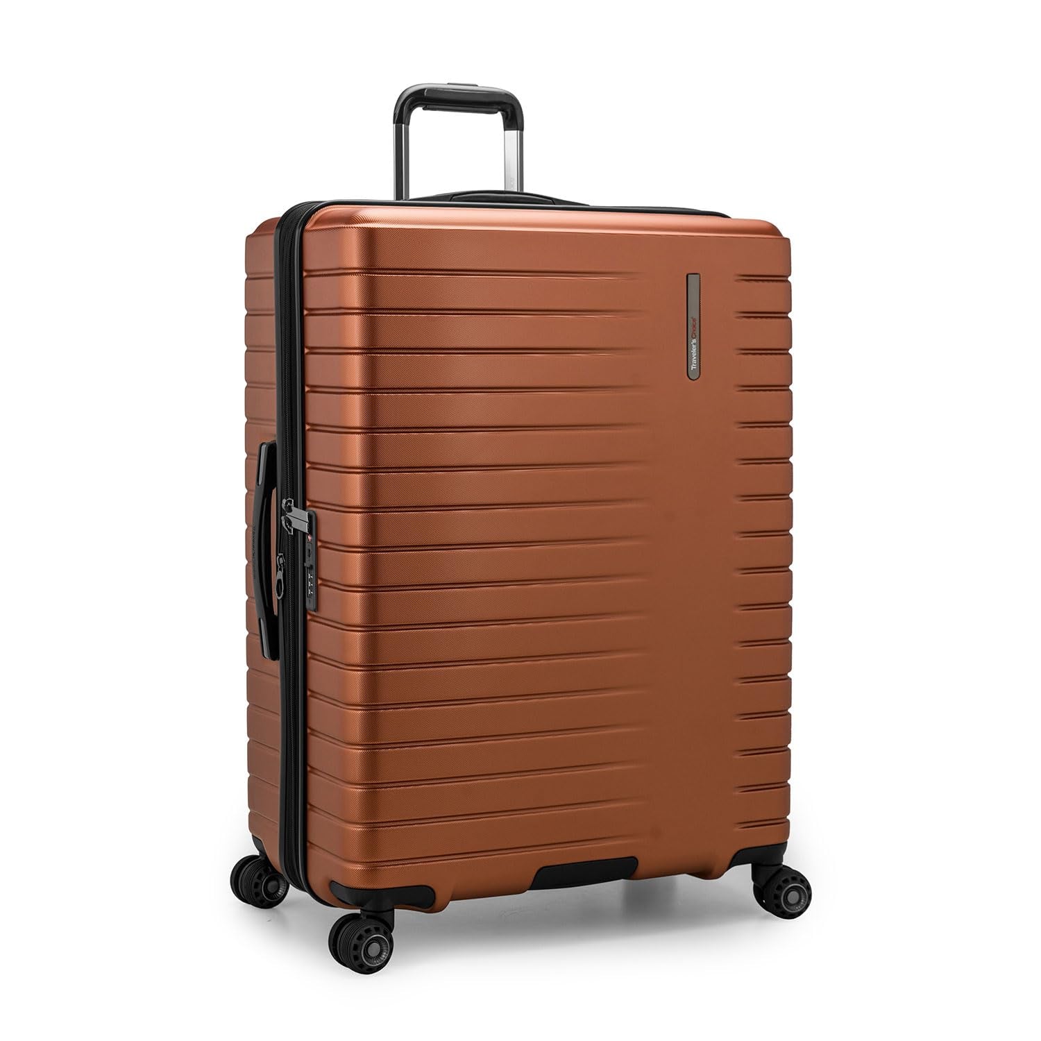 Traveler's Choice Archer Polycarbonate Hardside Spinner Luggage Set,Tie Down Straps, Orange, Checked 29-Inch