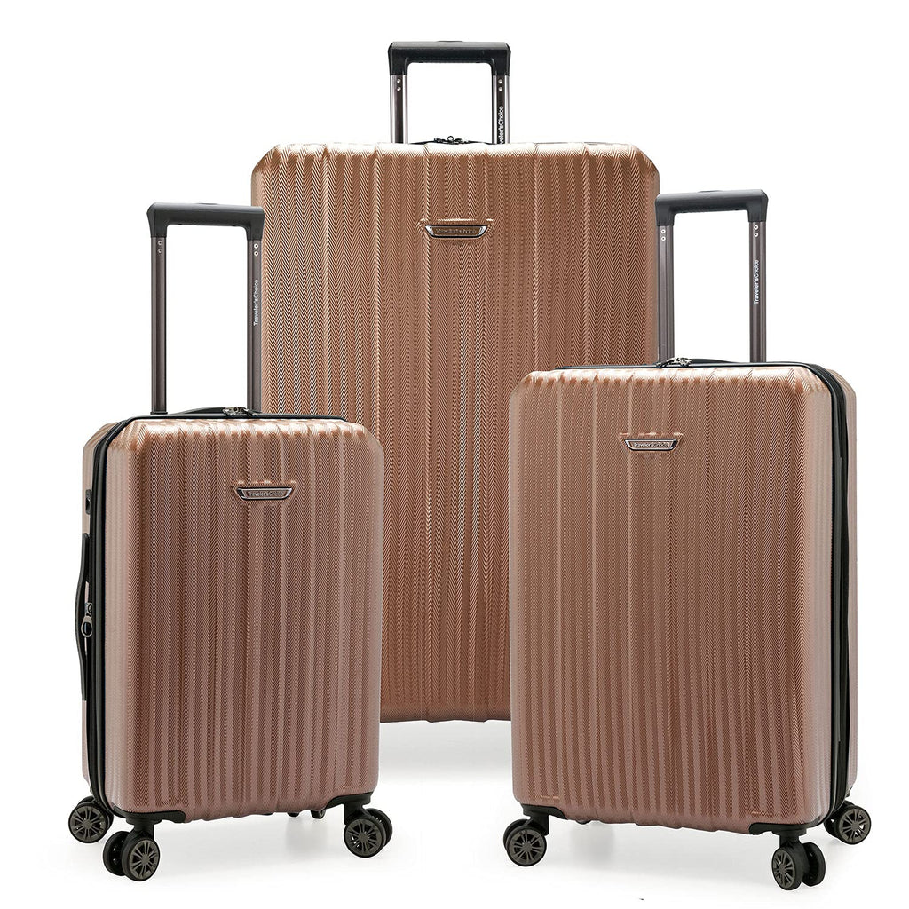 Traveler's Choice Dana Point Hardside Expandable Luggage with Spinner Wheels, Rose Gold, 3-Piece Set