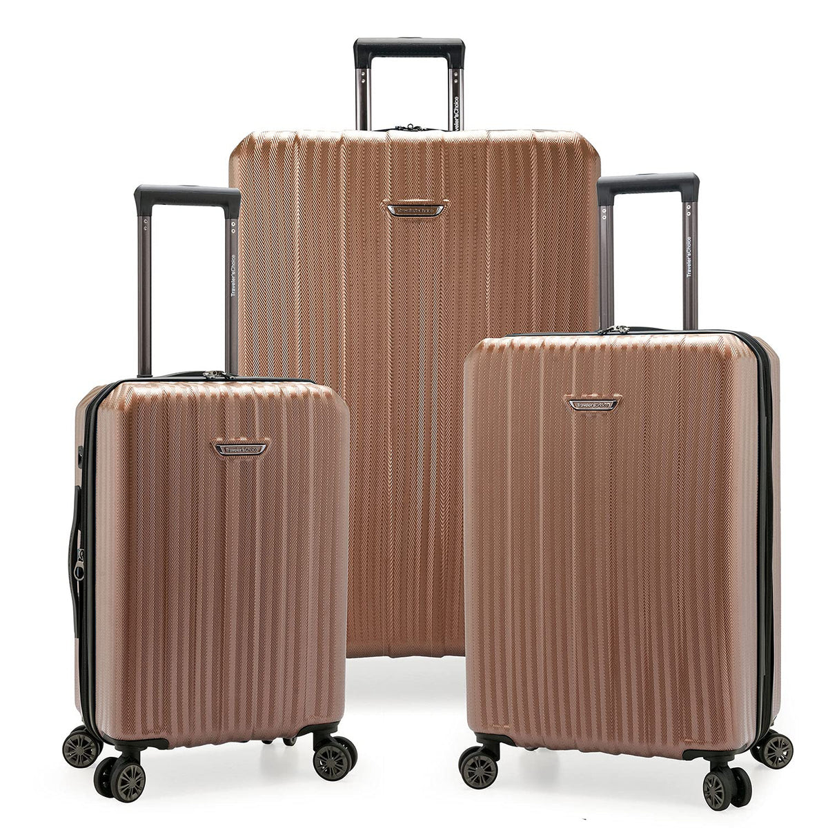 Traveler's Choice Dana Point Hardside Expandable Luggage with Spinner Wheels, Rose Gold, 3-Piece Set