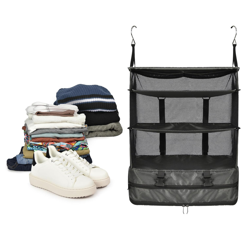 Traveler's Choice Expandable Suitcase Organizer with Compression, Space-Saving Design & Quick-Hang Hooks