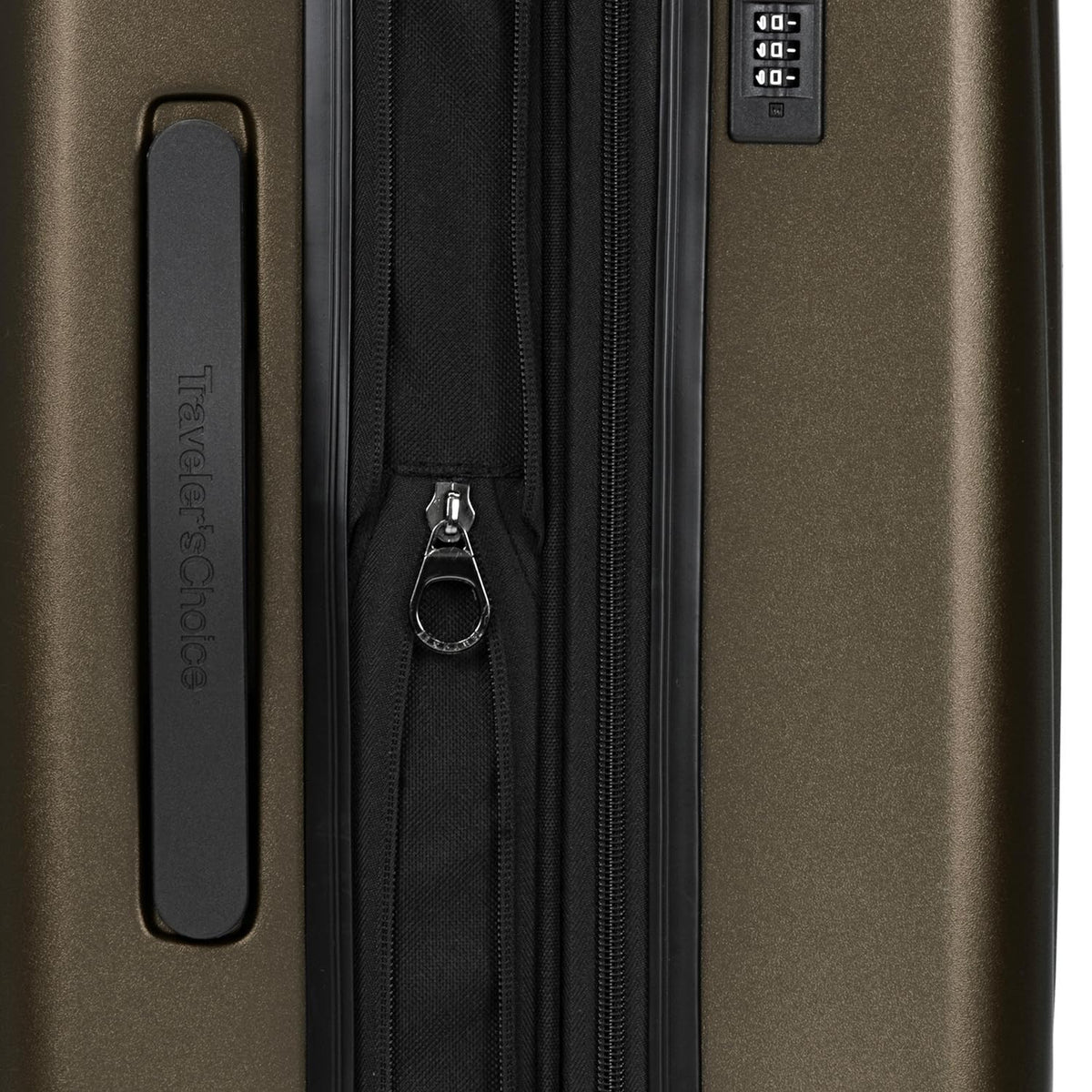 Traveler's Choice Lethbridge Hardside Expandable Spinner Luggage with TSA Lock, Mocha Gold, 26" Medium