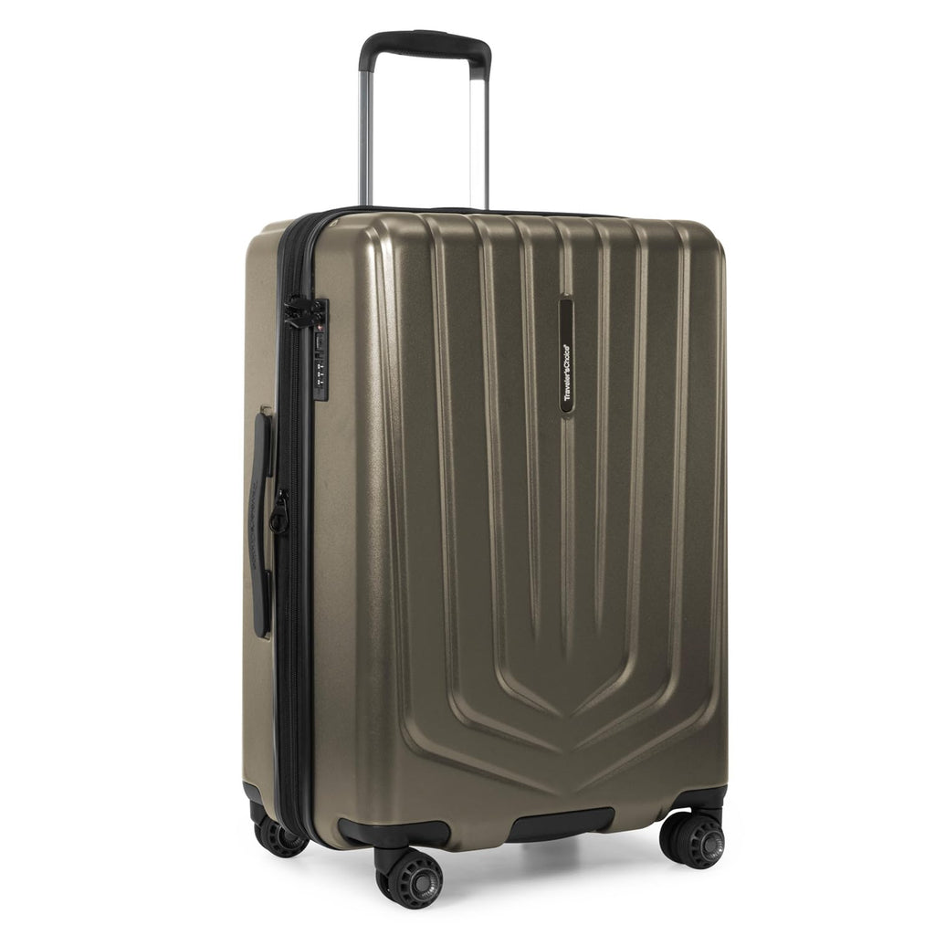 Traveler's Choice Lethbridge Hardside Expandable Spinner Luggage with TSA Lock, Mocha Gold, 26" Medium