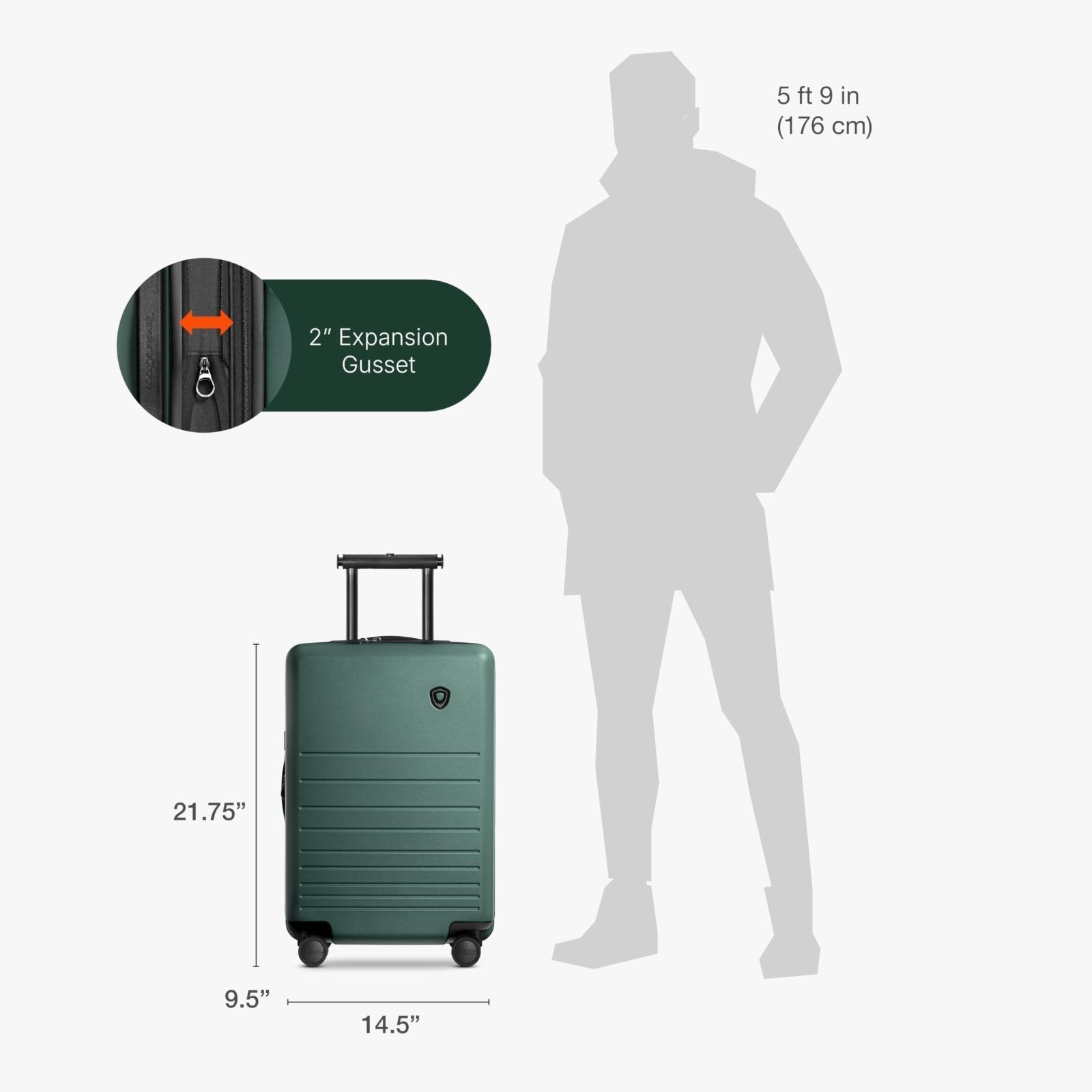 Traveler's Choice Markham Hardside Expandable Luggage with Double Spinner Wheels, Carry - On 21 - Inch Suitcase, TSA Lock, 21 - Inch, Green