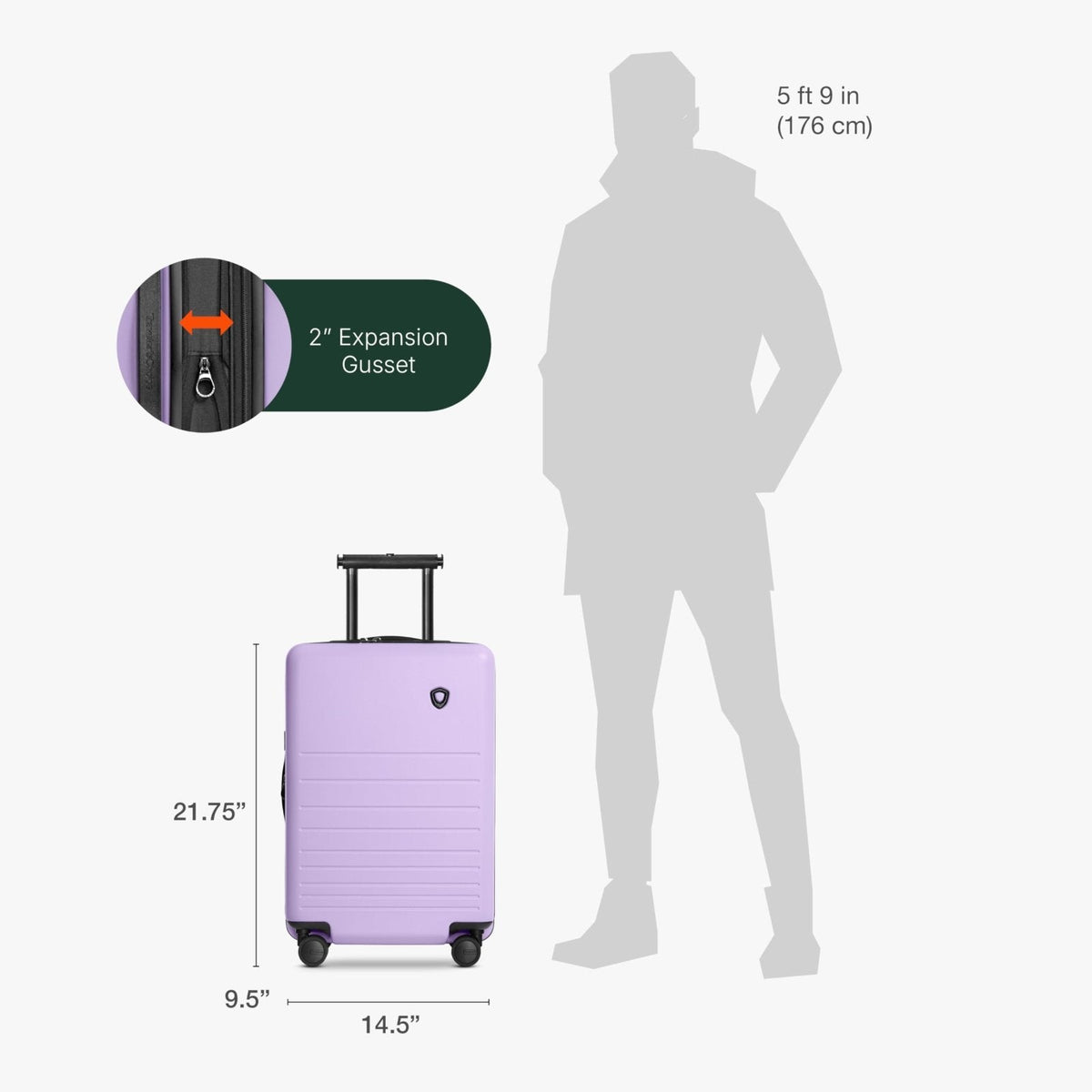 Traveler's Choice Markham Hardside Expandable Luggage with Double Spinner Wheels, Carry - On 21 - Inch Suitcase, TSA Lock, 21 - Inch, Purple