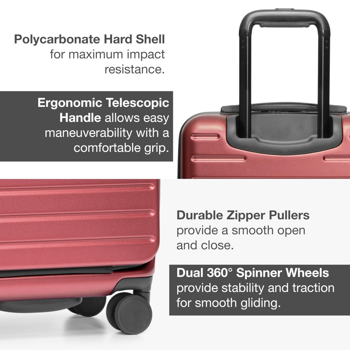 Traveler's Choice Mykel Dual Opening Polycarbonate Hardside Suitcase with Sleeve and Ergonomic Handle