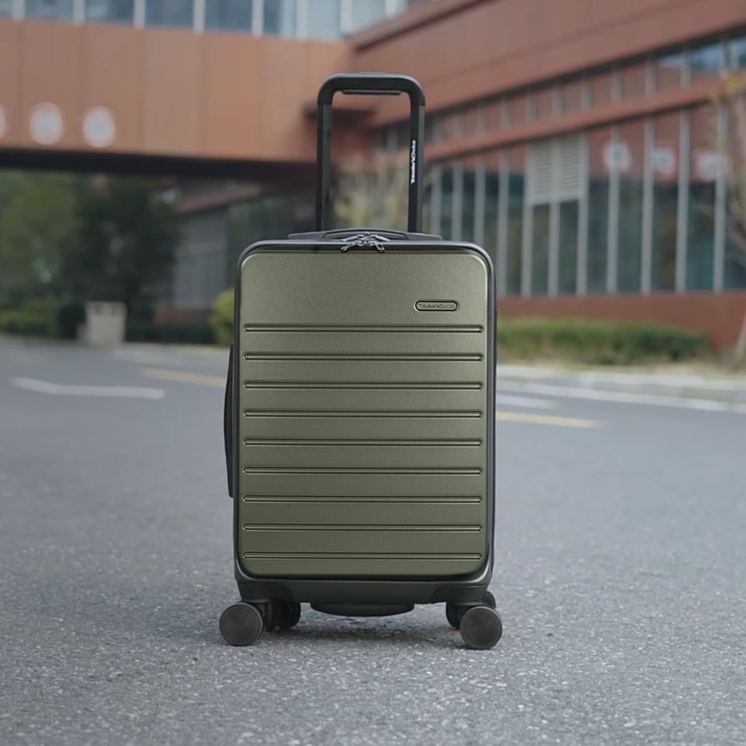 Traveler's Choice Mykel Dual Opening Polycarbonate Hardside Suitcase with Sleeve and Ergonomic Handle