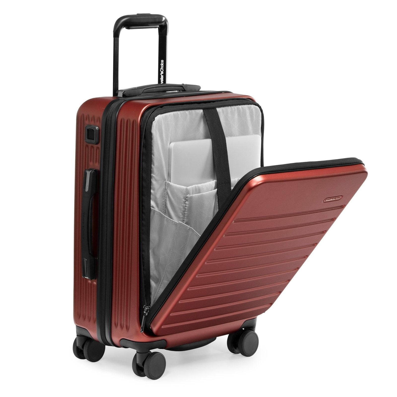 Traveler's Choice Mykel Dual Opening Polycarbonate Hardside Suitcase with Sleeve and Ergonomic Handle