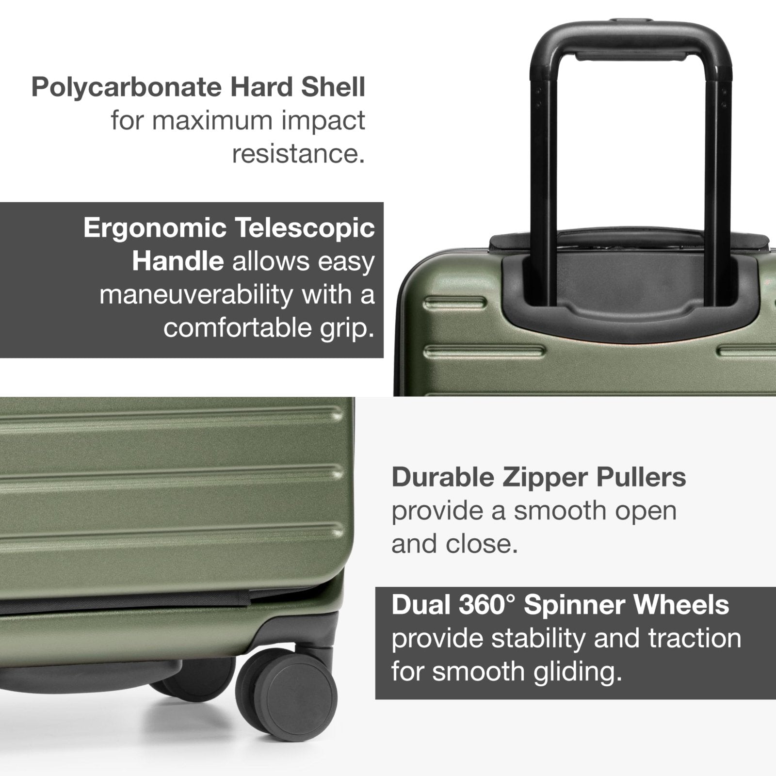 Traveler's Choice Mykel Dual Opening Polycarbonate Hardside Suitcase with Sleeve and Ergonomic Handle