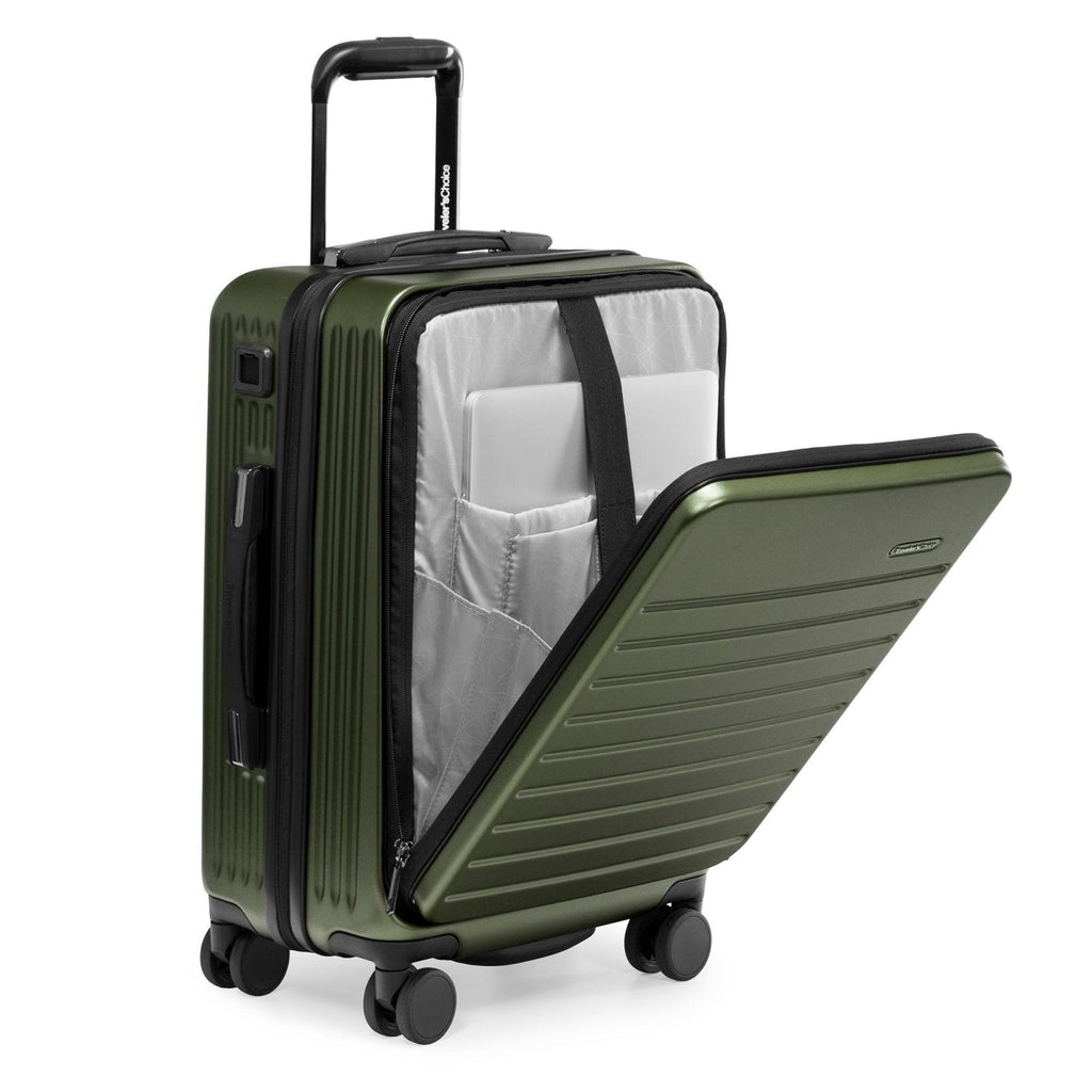 Traveler's Choice Mykel Dual Opening Polycarbonate Hardside Suitcase with Sleeve and Ergonomic Handle