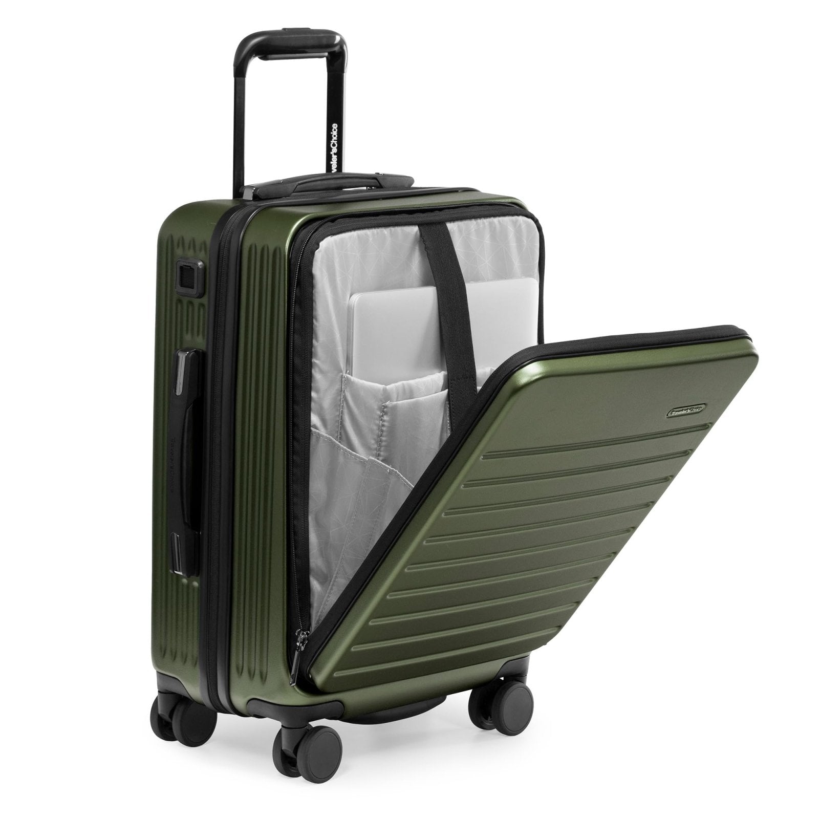 Traveler's Choice Mykel Dual Opening Polycarbonate Hardside Suitcase with Sleeve and Ergonomic Handle