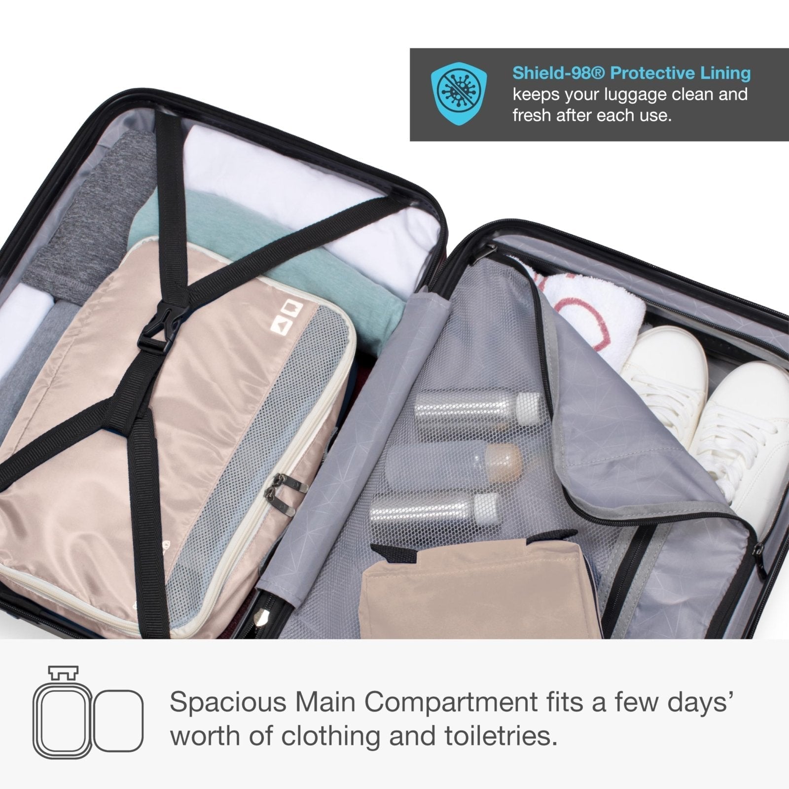 Traveler's Choice Mykel Dual Opening Polycarbonate Hardside Suitcase with Sleeve and Ergonomic Handle