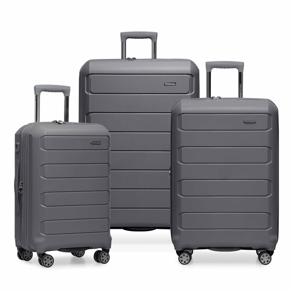 Traveler's Choice Pagosa Hardshell Expandable Luggage with Spinner Wheels, Gray, 3-Piece Set (22/26/30)