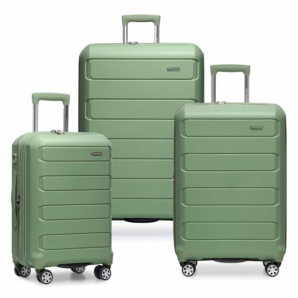Traveler's Choice Pagosa Hardshell Expandable Luggage with Spinner Wheels, Green, 3-Piece Set (22/26/30)