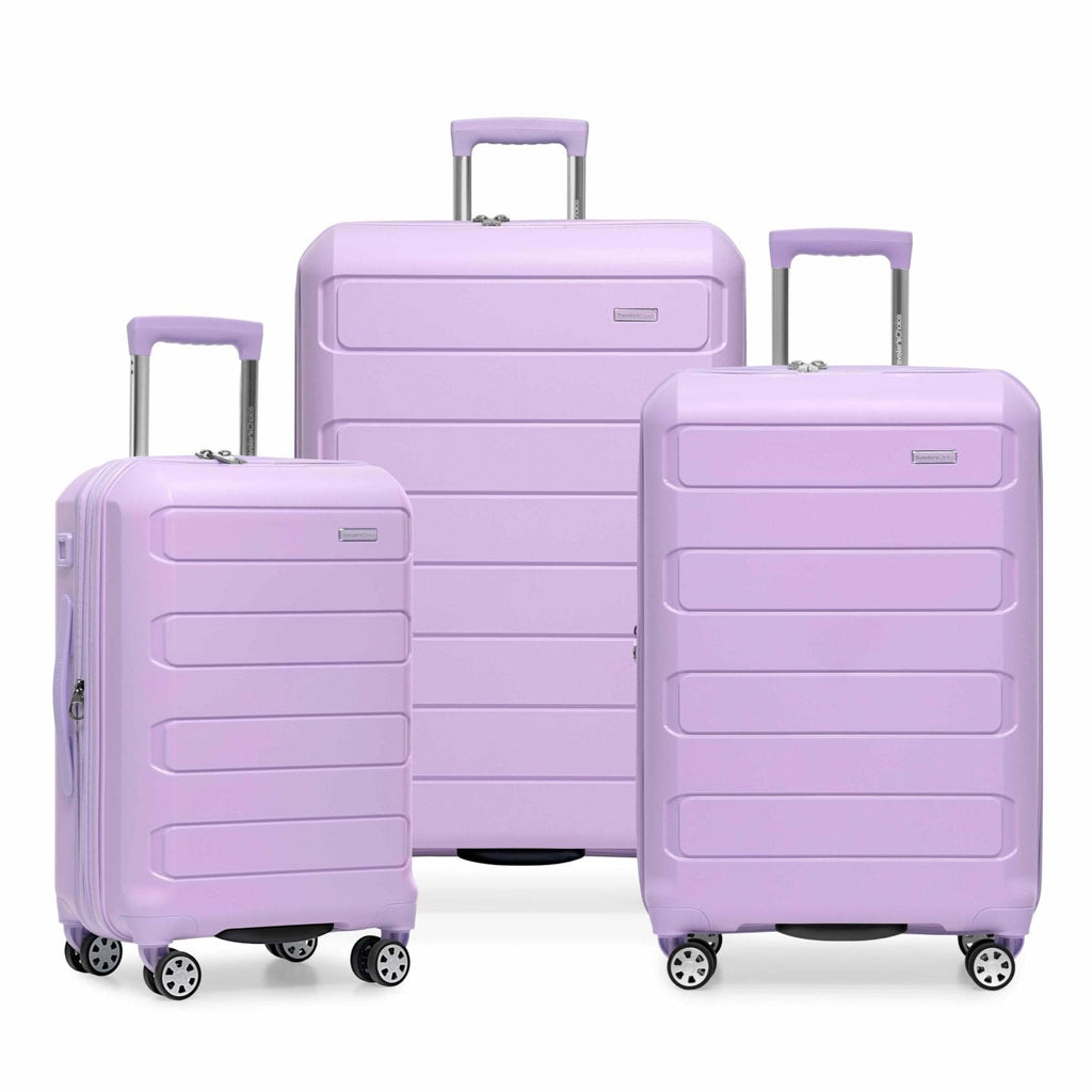 Traveler's Choice Pagosa Hardshell Expandable Luggage with Spinner Wheels, Lavender, 3-Piece Set (22/26/30)