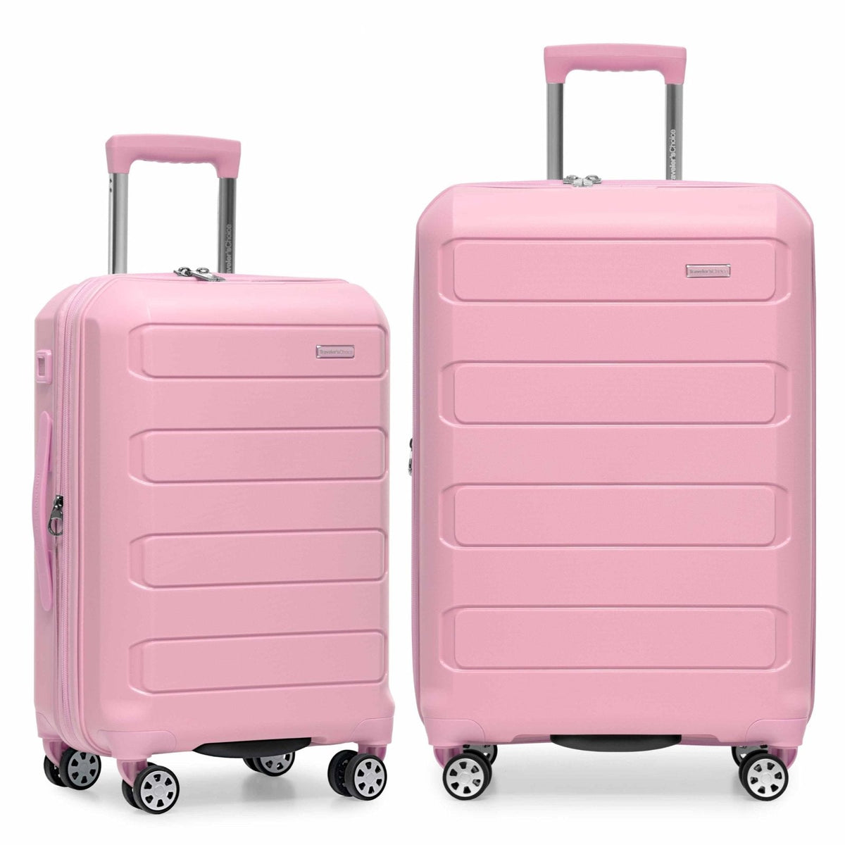 Traveler's Choice Pagosa Hardshell Expandable Luggage with Spinner Wheels, Pink, 2-Piece Set (22/26)