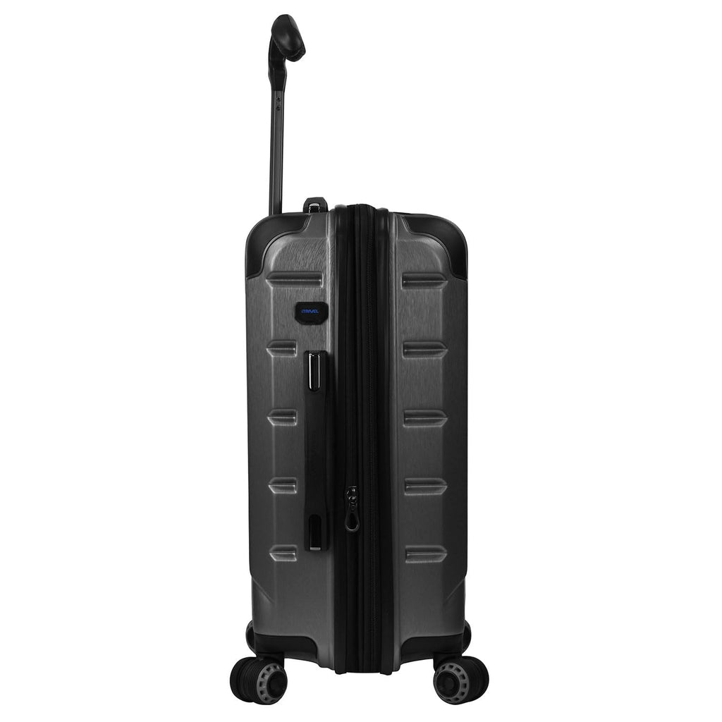 Traveler's Choice Silverwood II 21" 100% Polycarbonate Expandable Carry - On Spinner Luggage with USB Port, Gray
