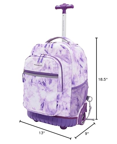 Travelers Club 18" Rolling Backpack with Shoulder Straps, Purple Tye