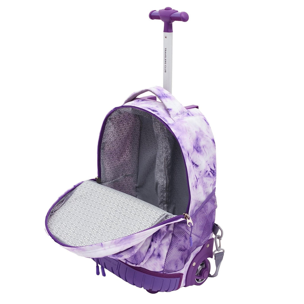 Travelers Club 18" Rolling Backpack with Shoulder Straps, Purple Tye