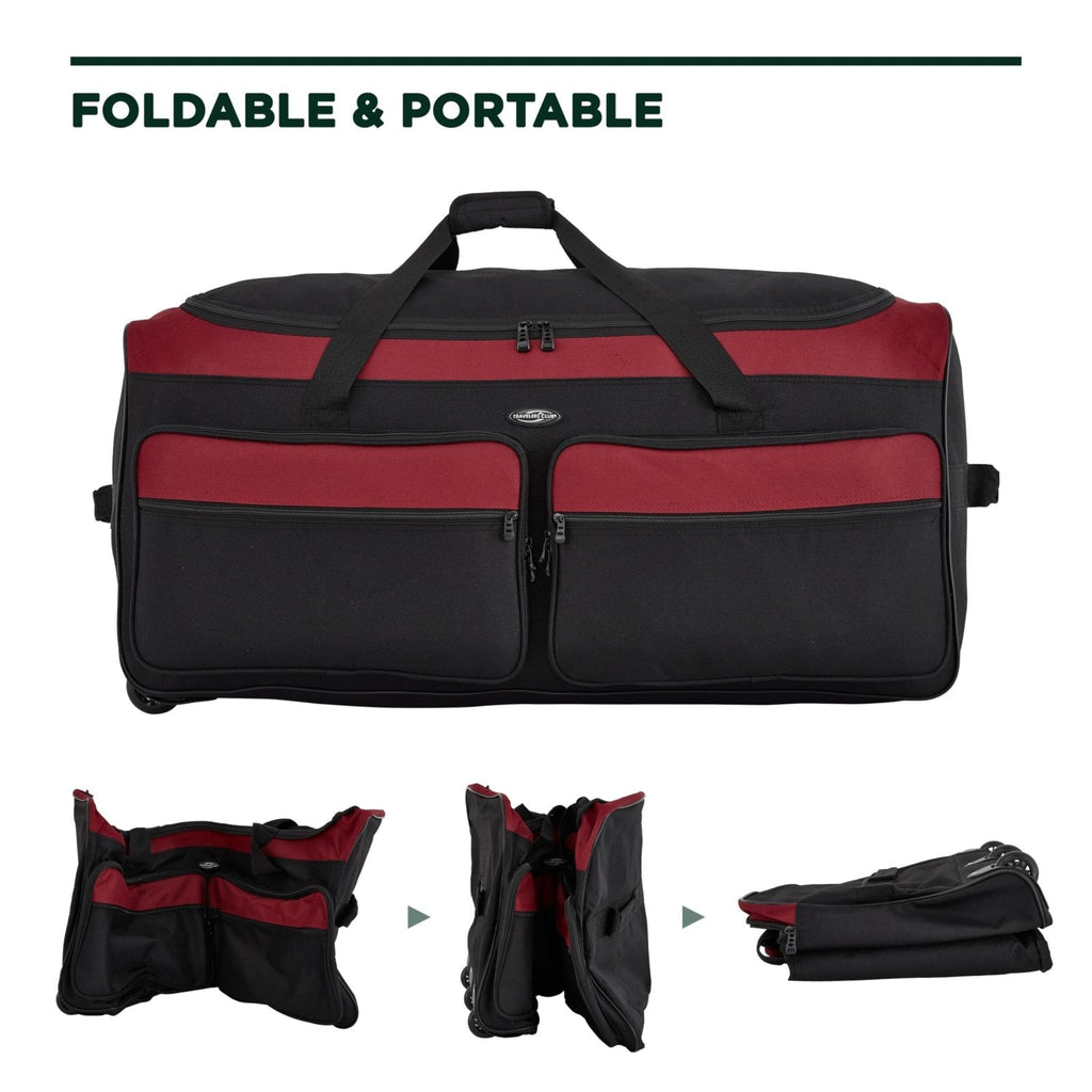 Travelers Club 36" Asgard 3 - Wheel Rolling Duffel Bag ,Black and Red